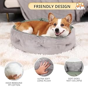 Dual-Sided Dog Beds for Medium & Small Dogs - Round Cat Beds for Indoor Cats, Washable Pet Bed for Puppy and Kitten with Slip-Resistant Bottom (Grey, 25" L x 25" W x 8" Th) Dual Sided Dog Beds for Medium Small Dogs Round Cat Beds for Indoor Cats Washable Pet Bed for Puppy and Kitten with Slip Resistant Bottom Grey 25 L x 25 W x 8 Th