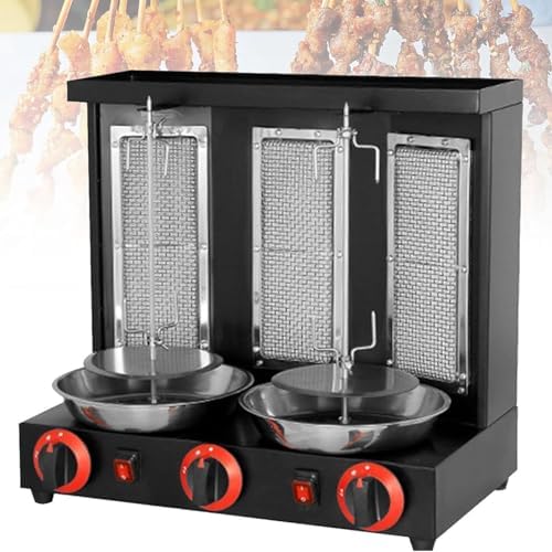 Shawarma Machine, Automatic Vertical Broiler with 3 Burners, Adjustable Temperature, 360° Rotating, Commercial Propane Grill,Silver