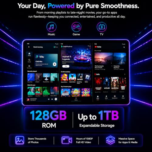Image of 2026 Android 16 Tablet 11 Inch, 30GB+128GB 1TB Expand, 7800mAh Large Battery, Wi‑Fi 6 & BT 5.4, Widevine L1, Face Unlock, HD IPS Touchscreen, Dual Camera, Black