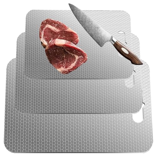 Tablas de cortar – Herramientas de corte antideslizantes de acero inoxidable | Tabla de cortar carne segura y resistente, perfecta para frutas, verduras, queso, hogar, apartamento, restaurante y