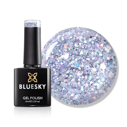 Bluesky Gel Nail Polish 10ml, All The Jingle Ladies - Sparkle 06, Silver Glitter Gel Nail Polish for 21 Day Manicure, Requires Curing Under LED UV Nail Lamp