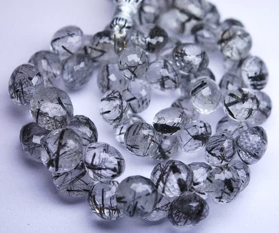 Quartz rutilé noir facetté LKBEADS pour fabriquer un collier bohème chic unique