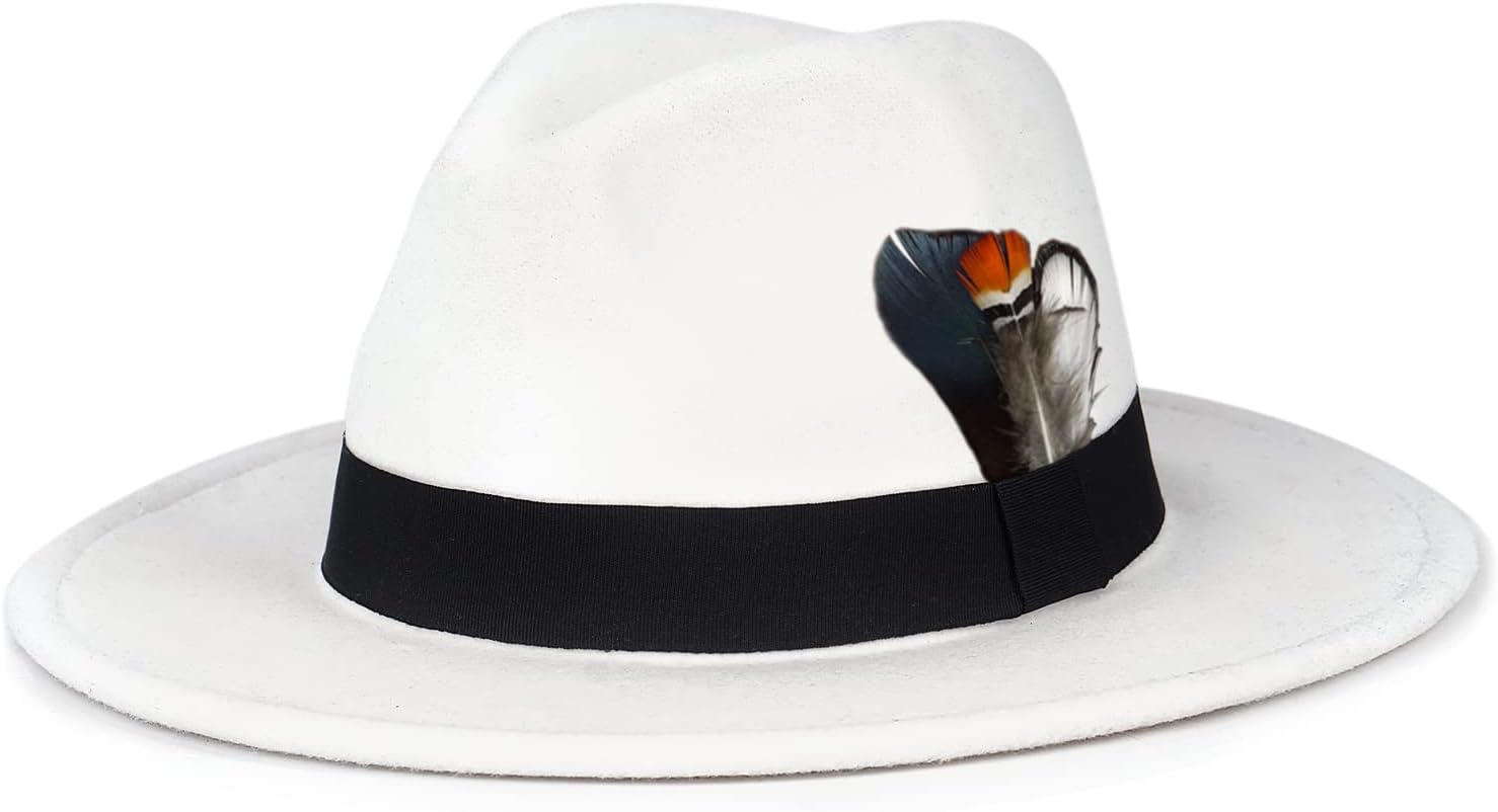 Classic Fedora Hats for Men & Women Wide Brim Felt Hat Panama Dress Fedora Hat