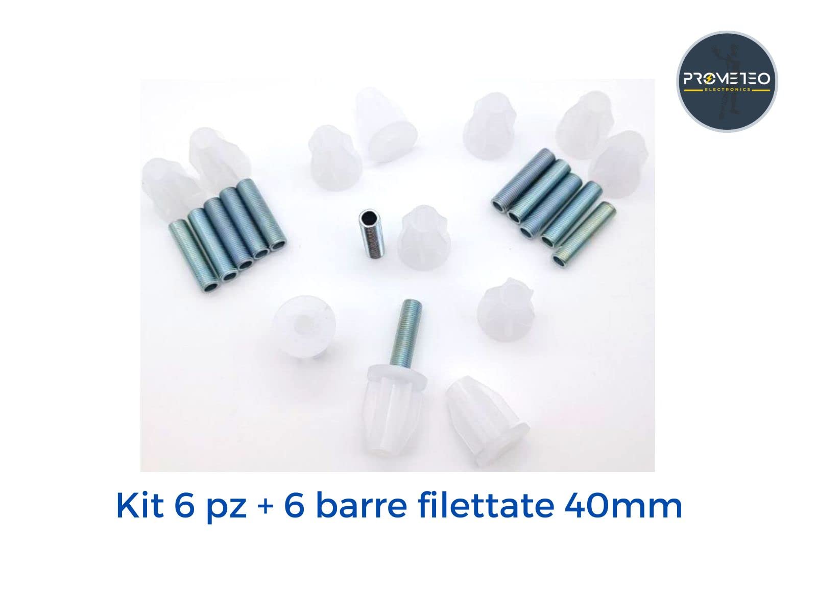Kit da 6 adattatori per collo di bottiglia completo di 6 barre filettate M10 da 40mm