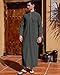 NANAMEEI Men's Long Sleeve Kaftan Thobe Men's Button down Kaftans Dark Gray L