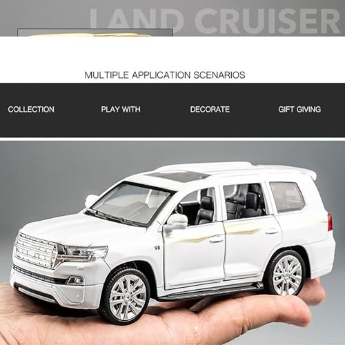 Image of 1:32 Scale Land Cruiser 4 Door Toy Car | Metal Pullback Diecast Car for Kids with Openable Doors, Sound, Light Effects Toy for Car Enthusiasts (Color As Per Available), Black