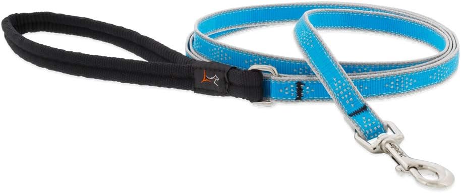 Lupine Reflective Dog Leash 6-Foot by 1/2" Wide Blue Diamond