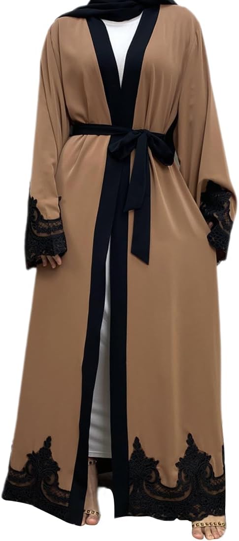 AFAVOM Women Turkey Abaya Islamic Muslim Prayer Dress Embroidered Cardigan Kaftan Dubai Robe Casual Turkish Modest Dress