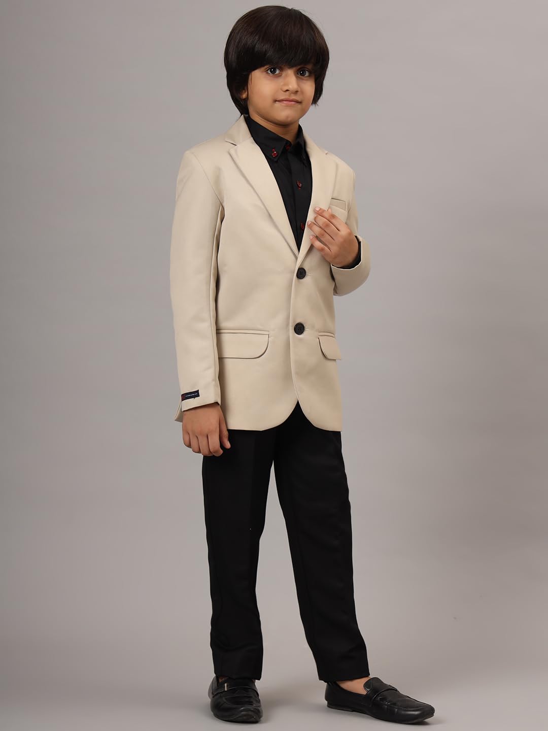 TAHVO Blazer for Boys | Cotton Blend Regular Fit with Notched Lapel and Side Vents Beige (11 Years - 12 Years)