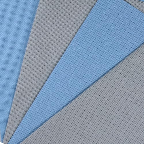 Image of KCS 4 /6 pc of 12 inch x 18 inch 30cmx45cm 16CT Counted Cotton Aida Cloth Cross Stitch Fabric (Sea Foam+Light Blue, 4 pc)