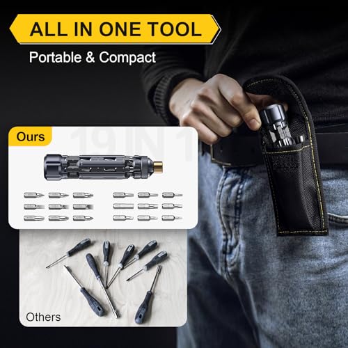 JOREST 19 in 1 Multi Bit Screwdriver Set, Unique Gifts for Men, Valentines Day Gifts for Him Men, White Elephant Gifts Gadgets for DIY Handyman, EDC Multitool Screwdriver