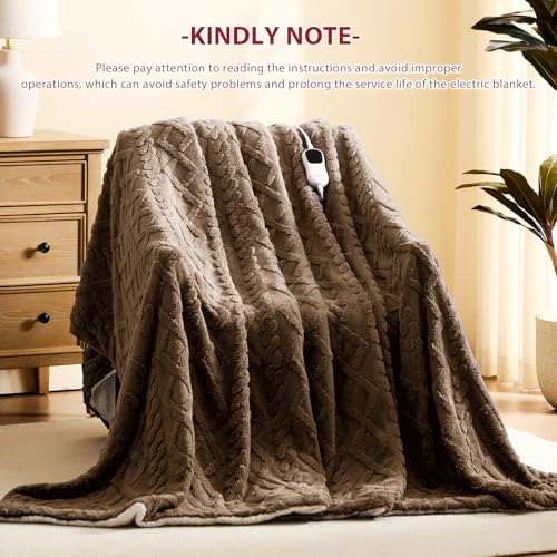 JKMAX Heated Electric Blanket Full Size-72"x84" Heating Blanket with 10 Heating Levels & 5 Time Settings Over-Heat Protection,Winter Warmer for Adults with ETL Certification(Beige)