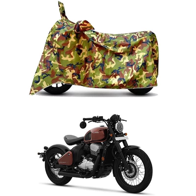 Image of Waterproof 100% PVC Coated Bike Scooty Two Wheeler Body Cover Compatible for Jawa 42 Bobber New BS6 /UV-Rays /Heat Protection /Birds Dropping /Scratchproof /Dust Proof [6X6 Jungle Print]