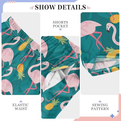 ZZXXB Pink Flamingo Pineapple Boys Long Pants Soft Trousers Elastic Waist Kids Lounge Bottoms with Pockets S-XL4