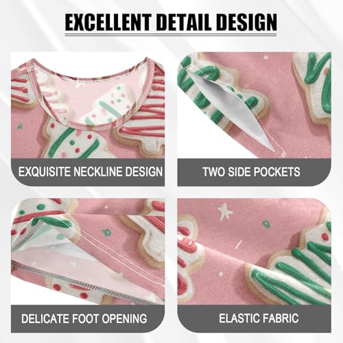 Pajama Short Sets Christmas Tree Cookies Pattern Soft Cotton Summer Sleepwear 2 Piece PJS Size 5-14T3