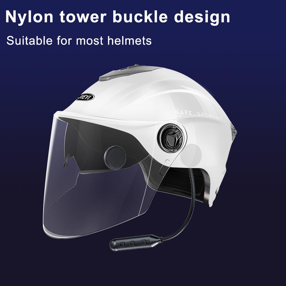 OBEST Bluetooth Casque Moto Bluetooth bt5.3, Kit Mains Libres, Haut - Parleur de Musique, Microphone de Contrôle D'appel, Fonction de Réduction du Bruit, pour Casque, Clip de Montage