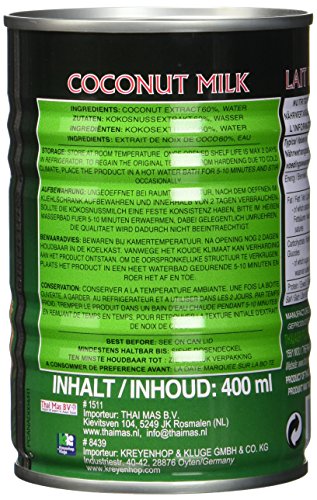 AROY-D Kokosnussmilch I Cremige Kokosmilch zum Kochen & Backen I 100% Vegan & Laktosefrei I Ideal für Currys, Desserts, Smoothies & Cocktails I 1 x 400 ml