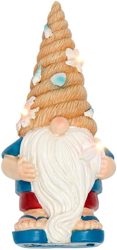 The Lakeside Collection Lighted Gnome or Set of 3 Shell Wall Art - Lighted Seaside Gnome