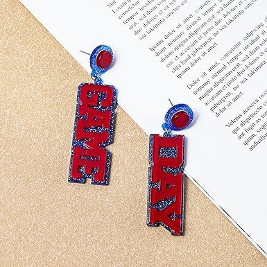 Acrylic Game Day Earrings Colorful Game Day Letter Drop Dangle Earring Football Team Fan Sports Favors Cheerleader Accessories Jewelry Gifts-F - Image 3