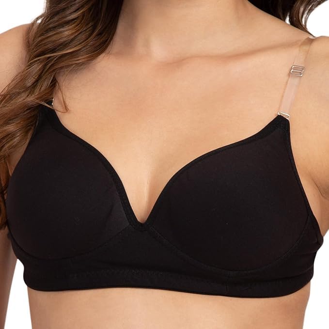 Image of GOZAL Cotton Womens Padded Bra Backless Band and Strap Looks Invisible Clear Transparent Bra Look