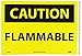 NMC C491PB OSHA Sign, Legend "CAUTION - FLAMMABLE", 14" Length x 10" Height, Pressure Sensitive Adhesive Vinyl, Black on Yellow
