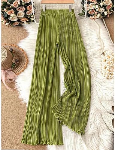 High-Waisted Striped Pressed Pleat Casual Loose Wide Leg Straight Flowing Draped - Image 3