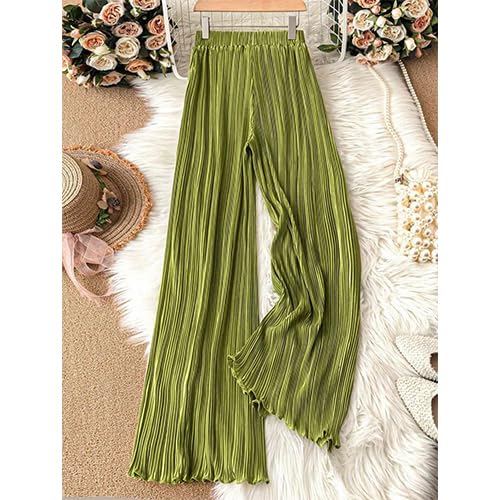 High-Waisted Striped Pressed Pleat Casual Loose Wide Leg Straight Flowing Draped3