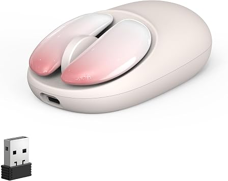 Pink Wireless Mouse Ergonomic, Silence Detachable Buttons, Rechargeable Cute USB C Design for Left/Right Small Hands, Compatible with Laptops Mobile