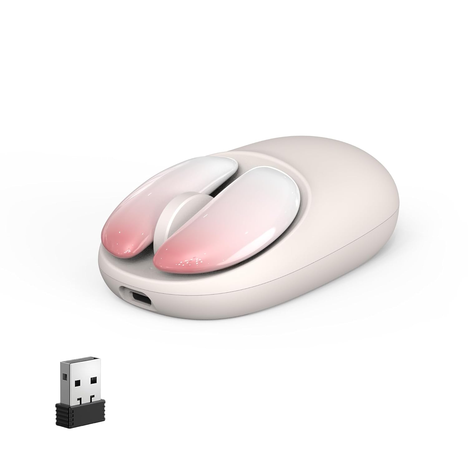 Pink Wireless Mouse Ergonomic Silence Detachable Buttons Rechargeable Cute USB C Design for Left Right Small Hands Compatible
