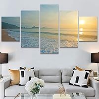 SIGNWIN 5 Panel Canvas Wall Art Modern Art Coastal Colorful Multicolor Photography Romantics Sunset for Home Decorations Ready to Hang - 60