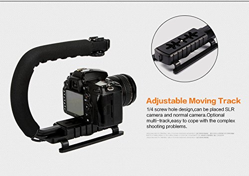 Stabilisateur Caméra Vidéo Portable En U – Poignée Avec LED, Micro Et Support Téléphone, Anti-Vibration