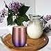 Deedro Insulated Wine Tumbler with Lid, 12 oz Double Wall Vacuum Insulated Wine Cup with Straws and Brushes, Stemless Stainless Steel Wine Glass for Drinks, 4 Pieces (Glitter Rose Gold and Purple)