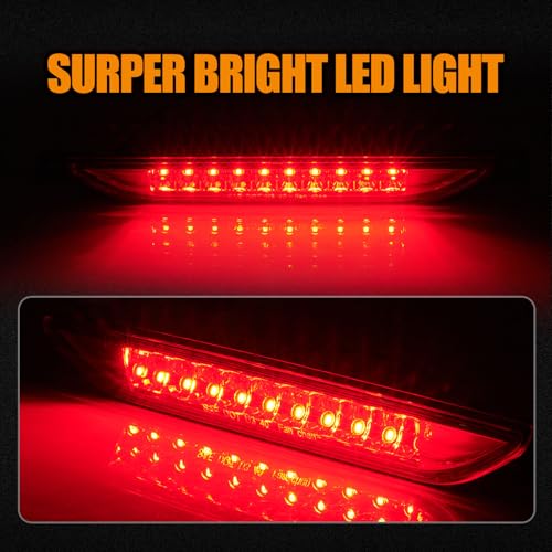 Image of Third 3rd Brake Light LED for 2011-2017 Jeep Grand Cherokee /Dodge Durango, High Mount Rear Brake Lights Assembly for 2007-2016 Jeep Compass, Waterproof Center Cab Lamp Stop Light (Red)