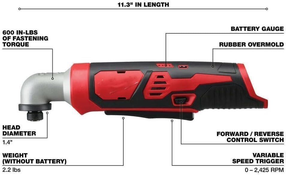 2467-2022 For Milwaukee.. M12 1/4 in. Hex Right Angle Impact Driver (Bare Tool) + TPT Premium cart tecforeman