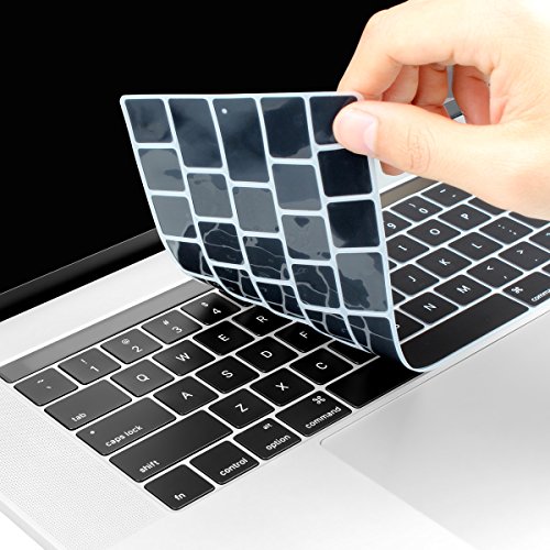 Batianda Eu/Uk Version English Waterproof Ultrathin Silicone Keyboard Cover Skin For Newest Macbook Pro 13 15 Inch 2018 2017 & 2016 With Touch Bar Model:a1989 A1706 / A1990 A1707 (Black) #TOP4
