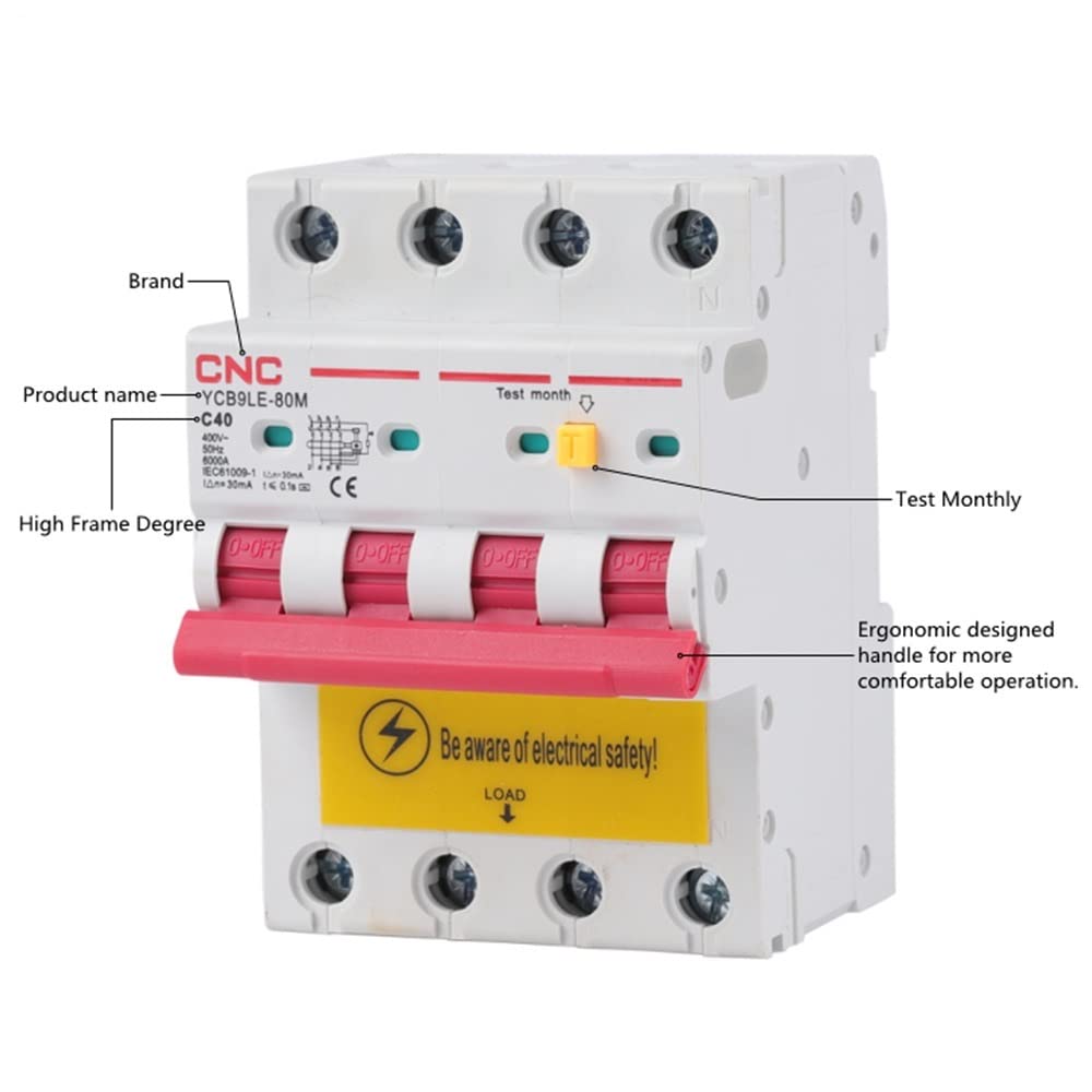 Interruttore Magnetotermico Differenziale Interruttore automatico a corrente residua 4P con protezione da e perdita 230v30mA 6-80A(63A)