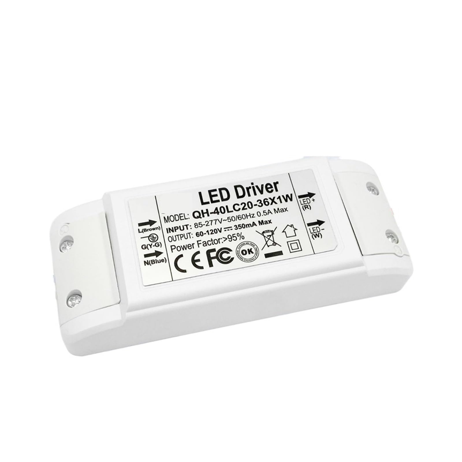 Led driver 60-120v transformateur AC90-277V alimentation led down light 350mA - 3