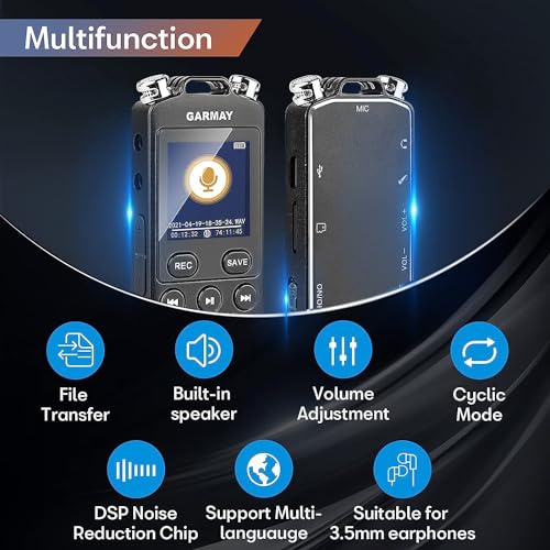 Image of Digital Voice Recorder 136GB 1536KBPS 9724Hours Recording Capacity 32H Battery Time Voice Activated Recorder with Playback Noise Reduction Dictaphone with Microphone Jack for Meeting Lecture