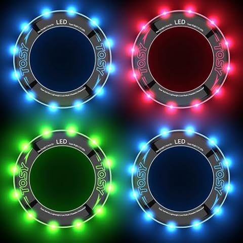TOSY Bundle of 4-2X Blue + Green + Red - Flying Ring 12 LEDs Super Bright Cover