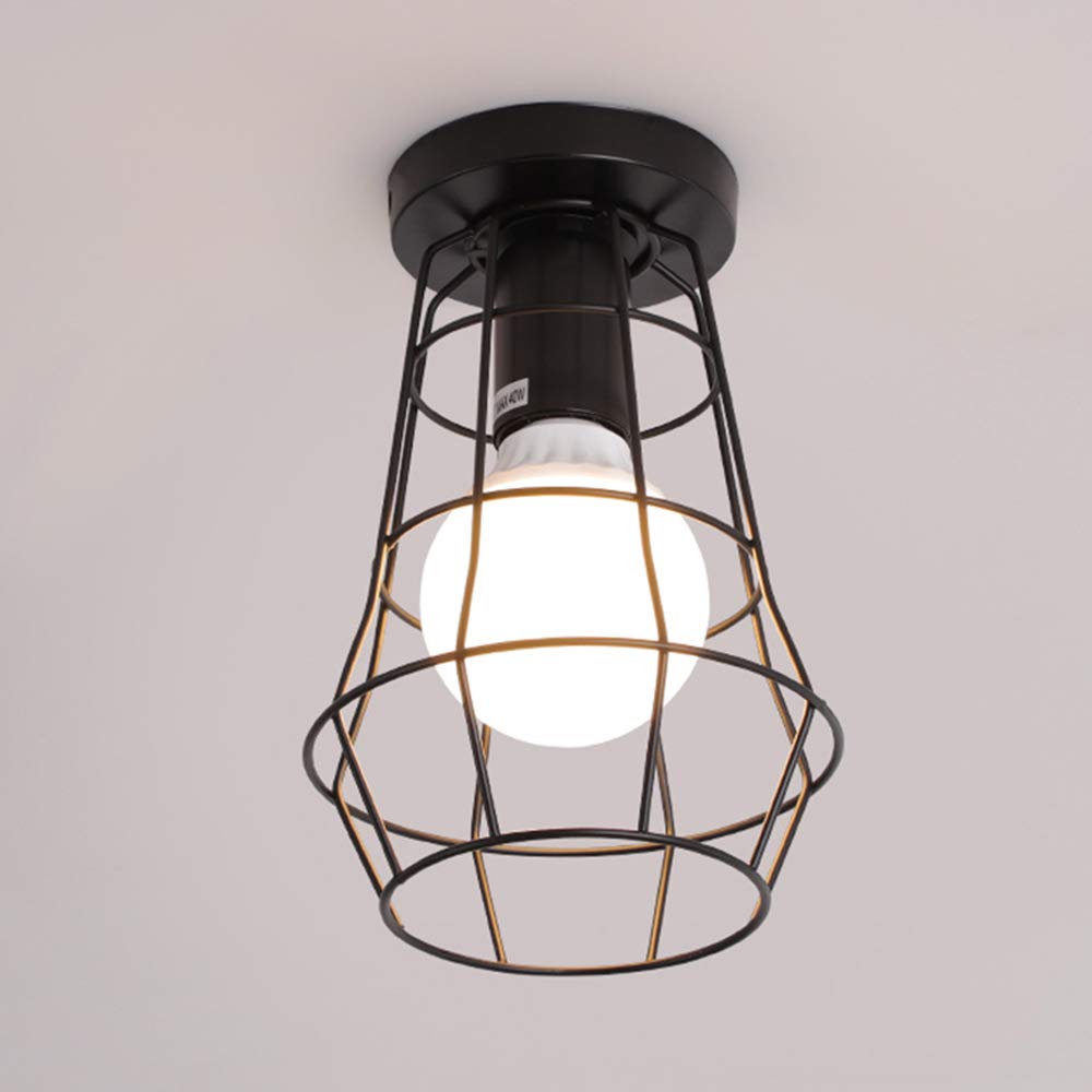 Mengjay Pendant Light Retro Hanging lamp Wire Light, 1-Flame Ceiling lamp e27 in Retro Look, E27 Socket max. 60 watts, Ceiling Light Vintage, Steel, Black (Style.D)