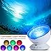 Delicacy Ocean Wave Projector 12 LED 7 Lighting Modes Undersea Lamp, Music Player Remote Control Night Light Projector for Kids Adults Bedroom Living Room Decoration