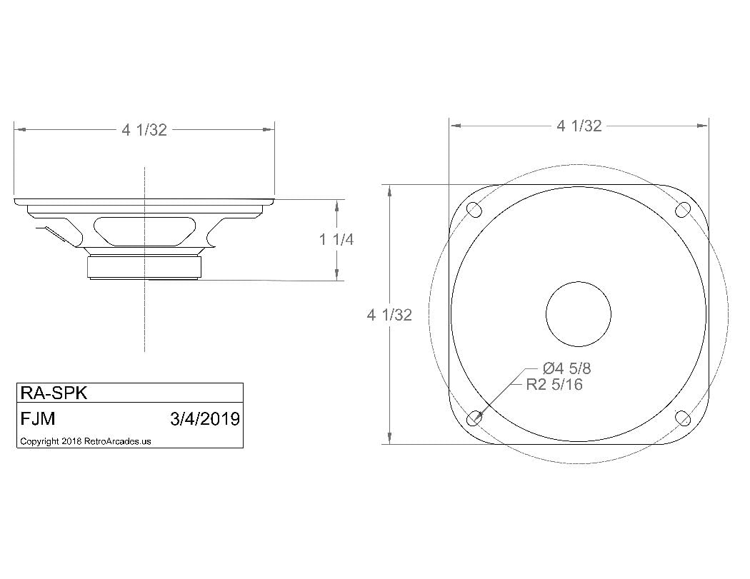 4'' Round Replacement Jamma Speaker: 5W RMS - 8 ohm Two Pack, by RetroArcade.us