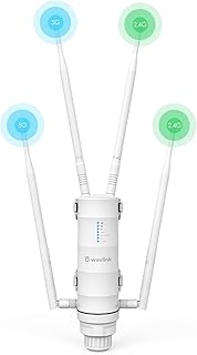 WAVLINK AC1200 High Power Outdoor Weatherproof WiFi Range Extender/Access Point/Router/Mesh with Passive POE, Dual Band 2.4GHz 300Mbps+5.8 GHz 867Mbps, 4x7dBi Detachable Omni Directional Antenna