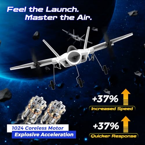 Image of CKYSCHN F22 Raptor RC Plane 4 Channel New Version, Vertical Takeoff Remote Control Airplane with 6-axis Gyro & Lights, 3D Aerobatic RC Aircraft for Adults | 3 Batteries