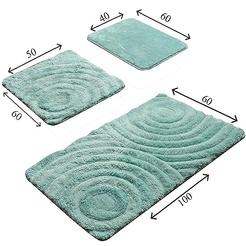Setmat Set 3 pièces nuances de bleu tapis de douche aux finitions soignées - 4