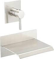 Vista 1 de BWE Grifo de Bañera de Níquel Cepillado Cascada Grifo de Bañera Montado en la Pared Caño de Bañera Llenador de Bañera Kit de Ducha de Una Manija