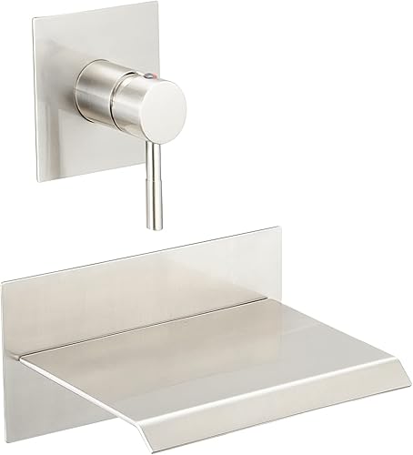 BWE Grifo de bañera de níquel cepillado cascada grifo de bañera montado en la pared boquilla de baño llenado de bañera de baño Kit de ducha con una