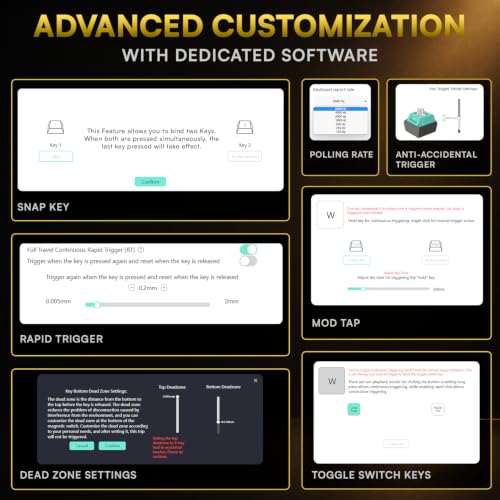 Image of EvoFox Ronin HS65 Hall Effect Wired Mechanical Gaming Keyboard, 2 Layer Sound Dampening, 8000Hz Polling, Hall Effect Magnetic Switch, Actuation Point Adjustable, Web Software, Black