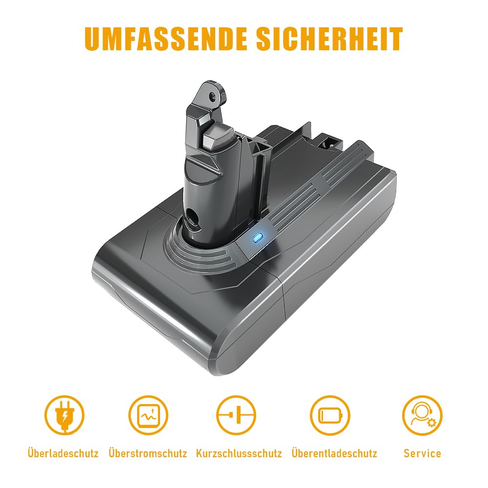 STANEW 21,6V, 4000mAh Li-ion Akku Ersatzakku für Dyson V6 Staubsauger, Ersatzakku für Dyson Akku V6 DC62 DC58 DC59 DC61 DC74 SV03 SV05 SV06 SV07 SV09 SV04 SV08, mit 2 Filtern