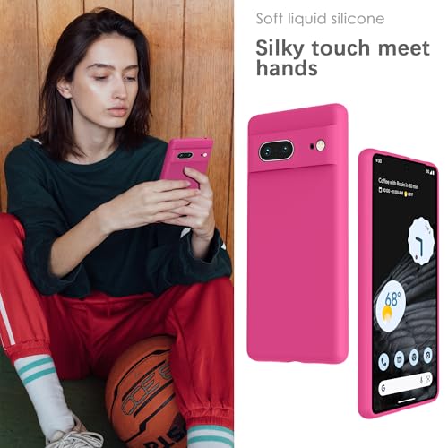 Image of YATWIN Silicone Back Case for Google Pixel 7, Soft-Touch Phone Back Cover for Google Pixel 7 - Magenta
